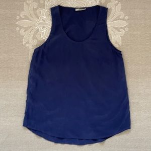 Navy silk sleeveless top